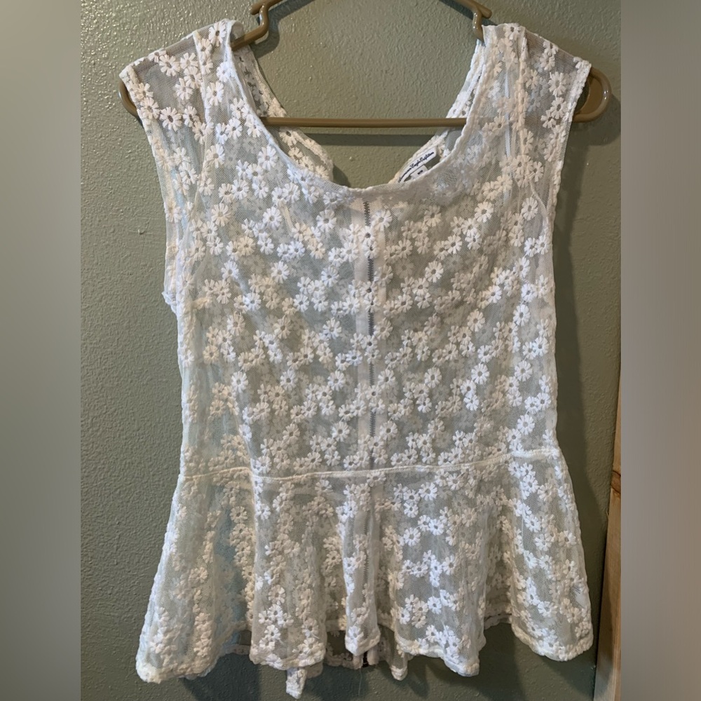 American Eagle Outfitters White Lace Top